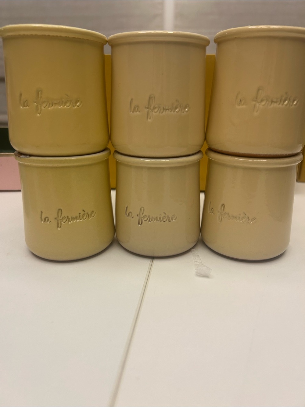 La Fermière Ceramic Yogurt Pots - Set of 6 in Yellow, Cream &  Butter Yellow